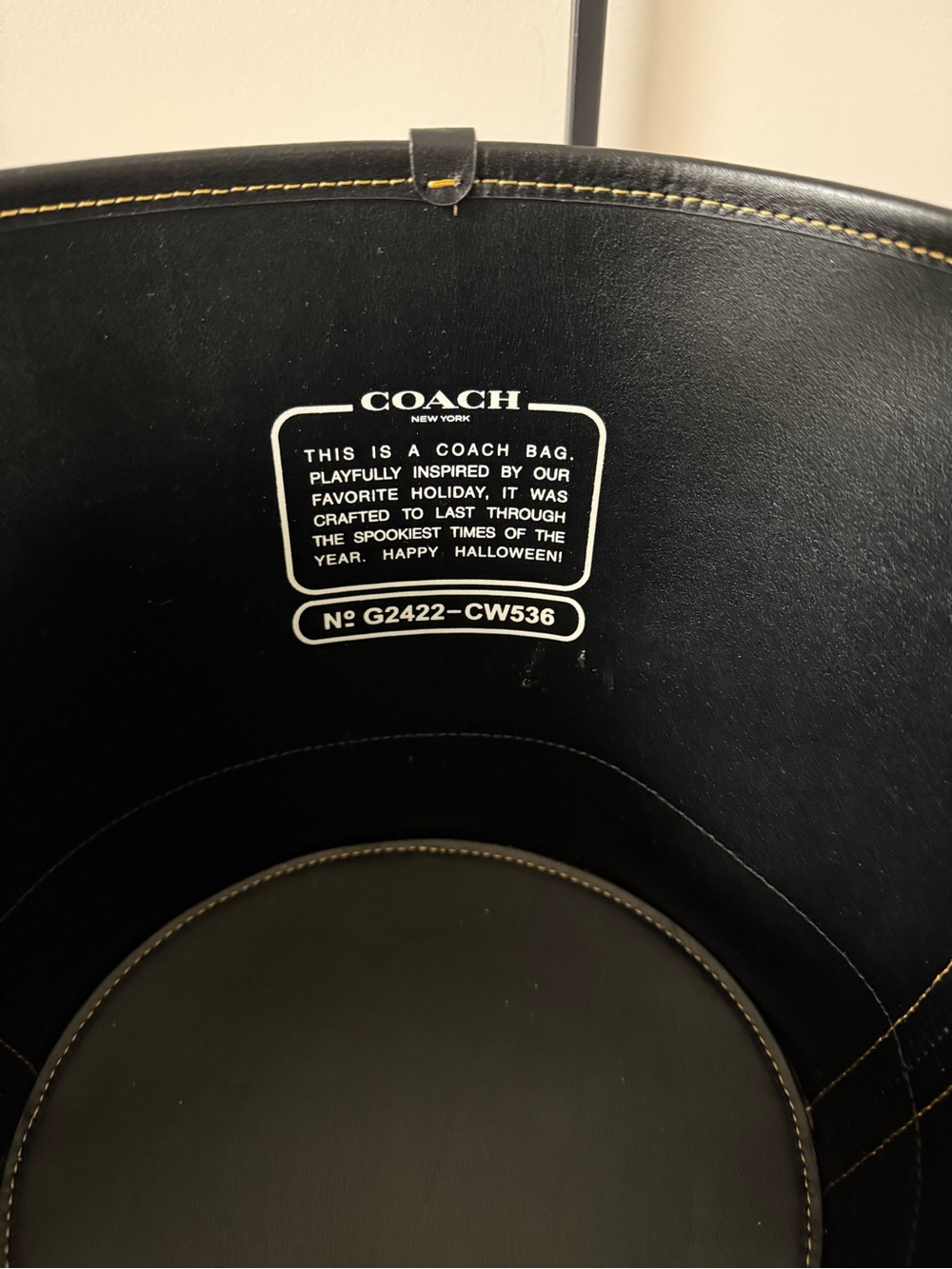 Coach Halloween Black Bucket Bag with Moon & Cat Graphic - Picture 5 of 6